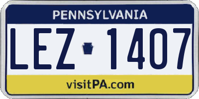 PA license plate LEZ1407