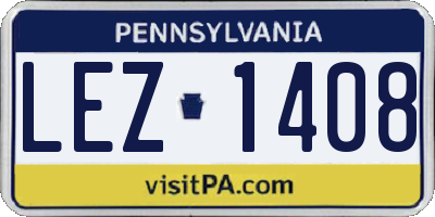 PA license plate LEZ1408