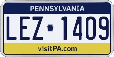 PA license plate LEZ1409
