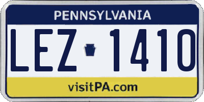PA license plate LEZ1410