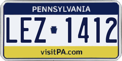 PA license plate LEZ1412