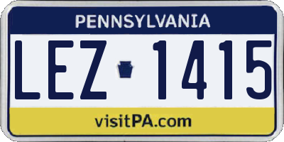PA license plate LEZ1415