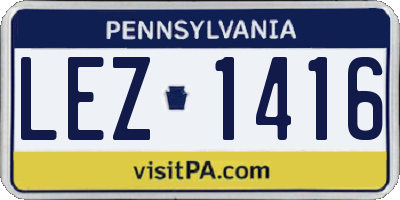PA license plate LEZ1416