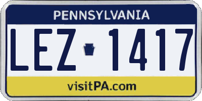 PA license plate LEZ1417