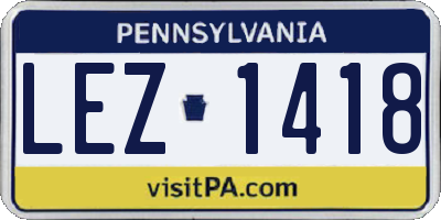 PA license plate LEZ1418