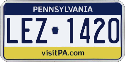 PA license plate LEZ1420