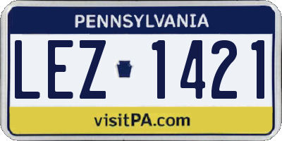 PA license plate LEZ1421