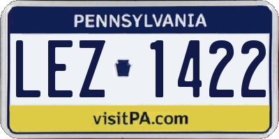 PA license plate LEZ1422