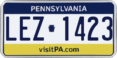 PA license plate LEZ1423