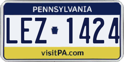 PA license plate LEZ1424