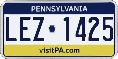 PA license plate LEZ1425