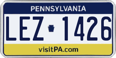 PA license plate LEZ1426