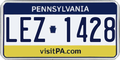 PA license plate LEZ1428