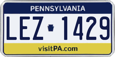PA license plate LEZ1429