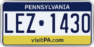 PA license plate LEZ1430