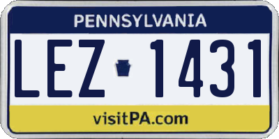 PA license plate LEZ1431