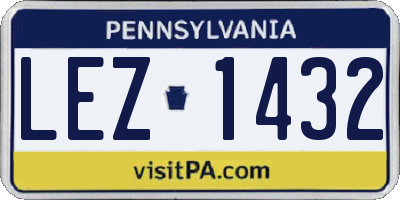 PA license plate LEZ1432
