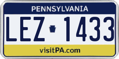 PA license plate LEZ1433