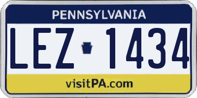 PA license plate LEZ1434