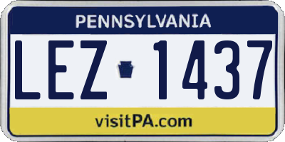 PA license plate LEZ1437
