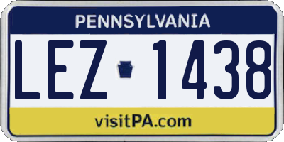 PA license plate LEZ1438