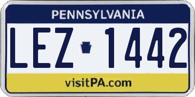 PA license plate LEZ1442