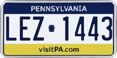 PA license plate LEZ1443