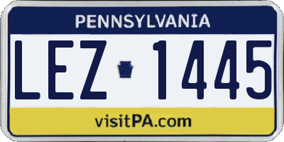 PA license plate LEZ1445