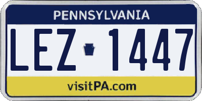 PA license plate LEZ1447