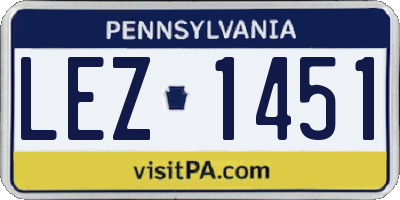 PA license plate LEZ1451