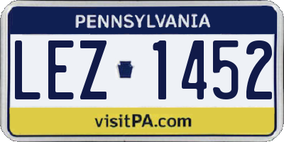 PA license plate LEZ1452