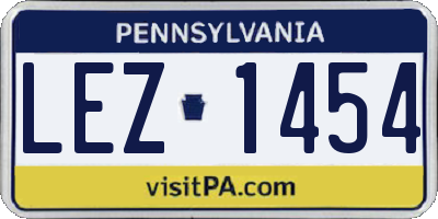 PA license plate LEZ1454