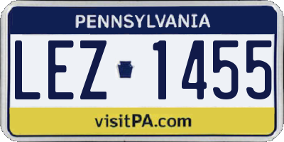 PA license plate LEZ1455