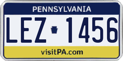 PA license plate LEZ1456