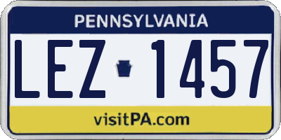 PA license plate LEZ1457
