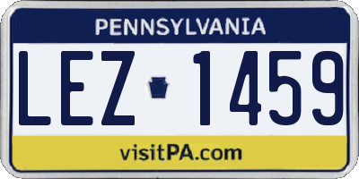 PA license plate LEZ1459