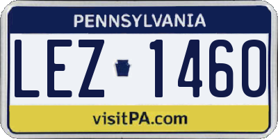 PA license plate LEZ1460