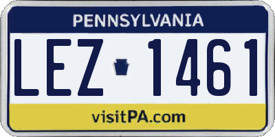 PA license plate LEZ1461