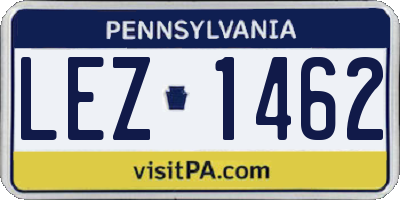 PA license plate LEZ1462