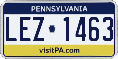 PA license plate LEZ1463
