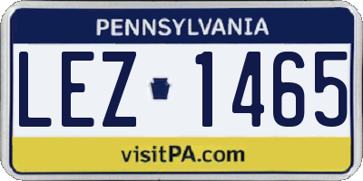 PA license plate LEZ1465