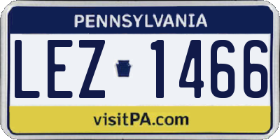 PA license plate LEZ1466