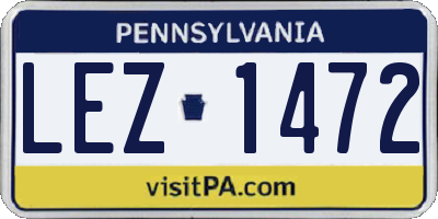 PA license plate LEZ1472