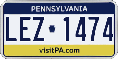 PA license plate LEZ1474
