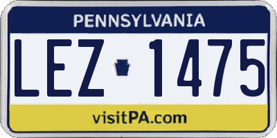 PA license plate LEZ1475