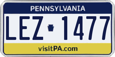 PA license plate LEZ1477