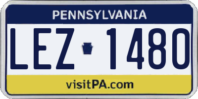 PA license plate LEZ1480