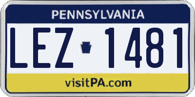 PA license plate LEZ1481