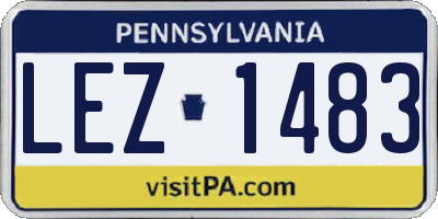 PA license plate LEZ1483