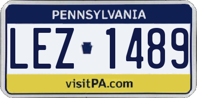 PA license plate LEZ1489